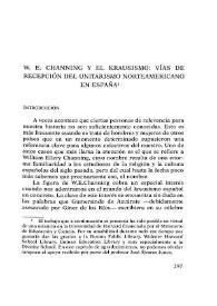W.E. Channing y el krausismo: vías de recepción del unitarismo norteamericano en España / Gonzalo Capellán de Miguel | Biblioteca Virtual Miguel de Cervantes