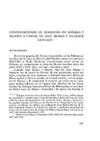 Contestaciones de Sebastián de Miñano y Bedoya a cartas de José Musso y Valiente (1829-1835)  / José Luis Molina Martínez  | Biblioteca Virtual Miguel de Cervantes