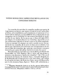 Notas sobre dos imprentas sevillanas de comedias sueltas / Jaime Moll | Biblioteca Virtual Miguel de Cervantes
