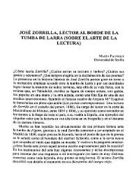 José Zorrilla, lector al borde de la tumba de Larra (sobre el arte de la lectura) / Marta Palenque | Biblioteca Virtual Miguel de Cervantes