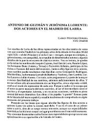 Antonio de Guzmán y Jerónima Llorente: dos actores en el Madrid / Carmen Menéndez Onrubia | Biblioteca Virtual Miguel de Cervantes