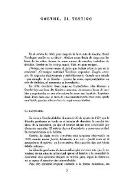Goethe, el testigo  / Blas Matamoro    | Biblioteca Virtual Miguel de Cervantes