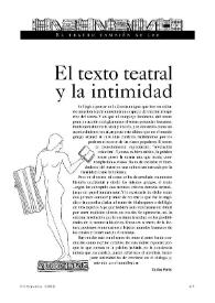 El texto teatral y la intimidad  / Carlos París  | Biblioteca Virtual Miguel de Cervantes