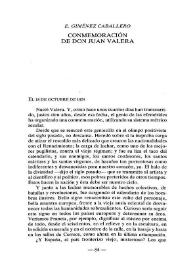 Conmemoración de don Juan Valera   / E. Giménez Caballero  | Biblioteca Virtual Miguel de Cervantes