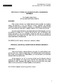 Protocolo y ritual en los bautizos de la monarquía española / Por Ángeles Hijano Pérez | Biblioteca Virtual Miguel de Cervantes