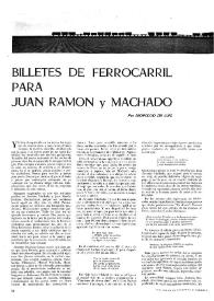 Más información sobre Billetes de ferrocarril para Juan Ramón Jiménez y Machado / Por Leopoldo de Luis