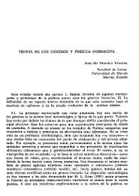 Teoría de los géneros y poética normativa / José Mª. Pozuelo Yvancos | Biblioteca Virtual Miguel de Cervantes