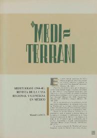"Mediterrani (1944-1946)". Revista de la Casa Regional Valenciana en México / Manuel García | Biblioteca Virtual Miguel de Cervantes