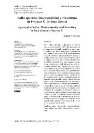 Kafka apócrifo: fototextualidad y reescritura en "Proyecto K." de Paco Gómez / Rubén Venzon | Biblioteca Virtual Miguel de Cervantes