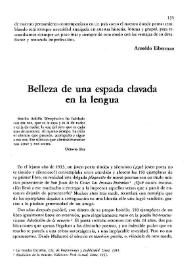 Belleza de una espada clavada en la lengua  / Eduardo Chirinos Arrieta | Biblioteca Virtual Miguel de Cervantes