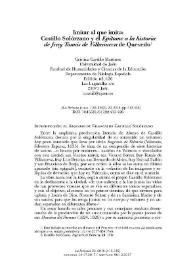 Imitar al que imita: Castillo Solórzano y el "Epítome a la historia de fray Tomás de Villanueva" de Quevedo
 / Cristina Castillo Martínez 
 | Biblioteca Virtual Miguel de Cervantes