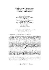 "Perder respeto a ley severa" en la poesía argentina de Gelman y Lamborghini  / Lucía Cotarelo Esteban  | Biblioteca Virtual Miguel de Cervantes