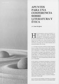 Apuntes para una conferencia sobre literatura y ética  / por José Ovejero | Biblioteca Virtual Miguel de Cervantes