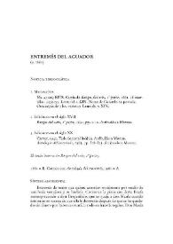 Más información sobre El aguador / Agustín Moreto