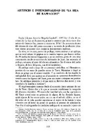 Más información sobre Artificio e intencionalidad de "La hija de Rappaccini"  / Alberto Blasi 