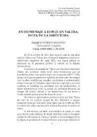 En homenaje a Don Juan Valera. Nota de la Directora / Raquel Gutiérrez Sebastián | Biblioteca Virtual Miguel de Cervantes