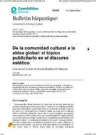Más información sobre De la comunidad cultural a la aldea global: el tópico publicitario en el discurso estético / Luis Bagué Quílez, Susana Rodríguez Rosique