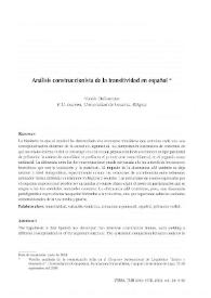Más información sobre Análisis construccionista de la transitividad en español / Nicole Delbecque