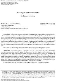 Neología y miratividad / Ruth M.ª Lavale-Ortiz | Biblioteca Virtual Miguel de Cervantes
