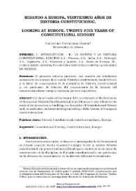 Más información sobre Mirando a Europa. Veinticinco años de "Historia Constitucional" / Guillermo Fernández García