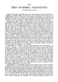 Tres nombres argentinos / Alonso Zamora Vicente | Biblioteca Virtual Miguel de Cervantes