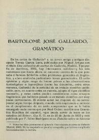 Bartolomé José Gallardo, gramático / Joaquín González Muela | Biblioteca Virtual Miguel de Cervantes
