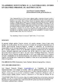 Vladimiro Montesinos o la santidad del ofidio en "Grandes miradas", de Alonso Cueto / José Manuel Camacho Delgado | Biblioteca Virtual Miguel de Cervantes