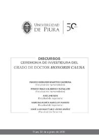 Discurso del doctor Marco Gerardo Martos Carrera. Grado de Doctor "Honoris Causa". (Piura. Perú, 30 de agosto de 2019) | Biblioteca Virtual Miguel de Cervantes