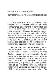 Discurso para la Cátedra Bolaño. Escritores peruanos y chilenos: asombros comunes    / Alonso Cueto | Biblioteca Virtual Miguel de Cervantes