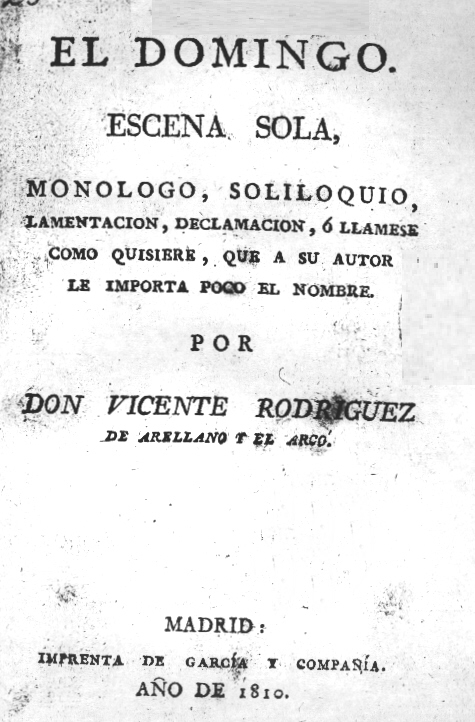 El domingo : escena sola, monólogo ... / por Don Vicente Rodríguez de  Arellano y el Arco | Biblioteca Virtual Miguel de Cervantes
